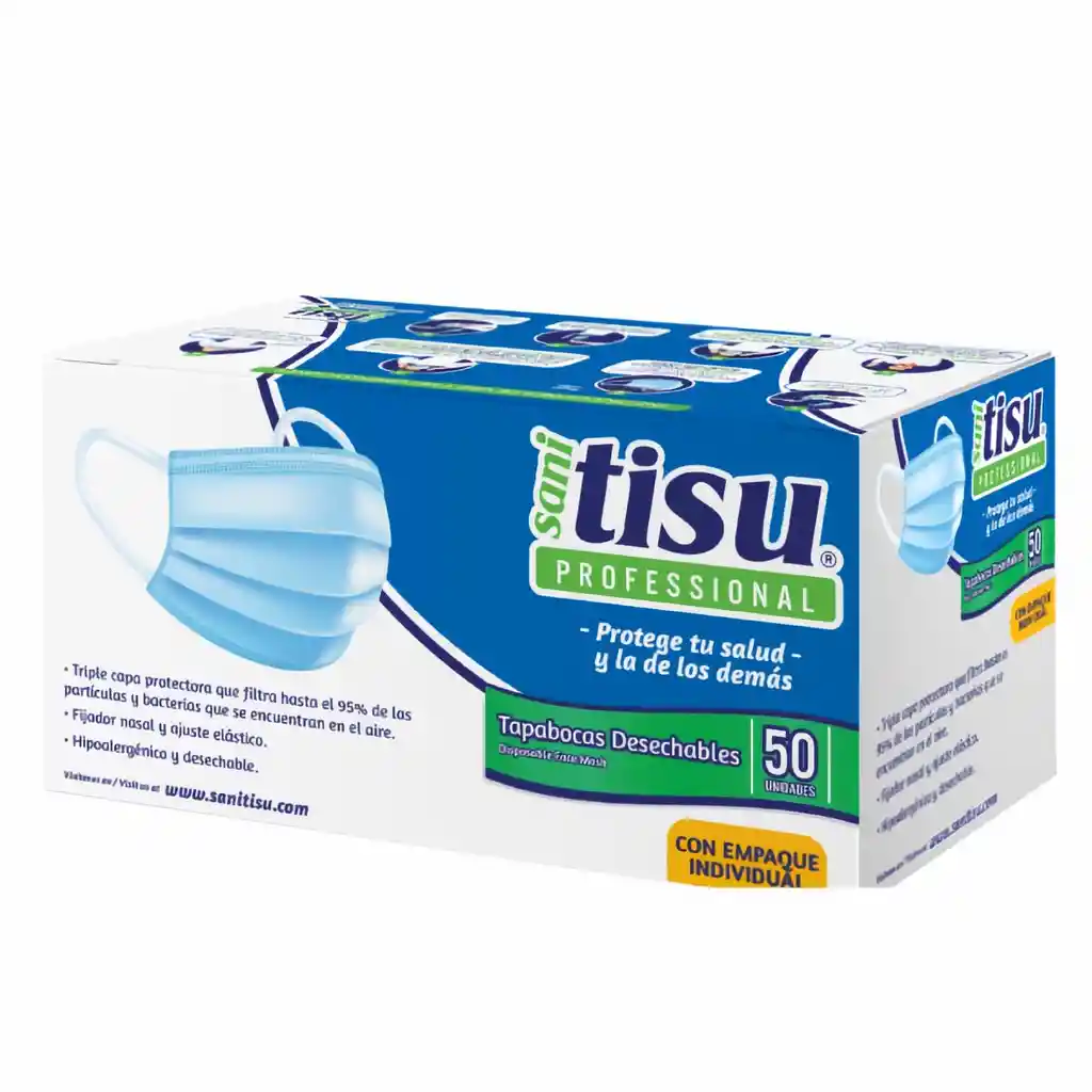 Sanitisu Tapabocas Desechable Professional