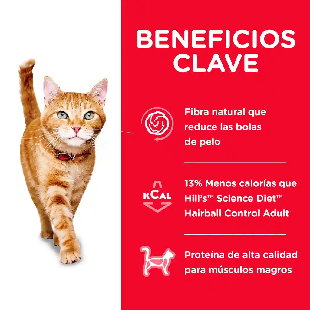 Hill's Science Diet Hairball Control Light Alimento Bajo en Calorías Gato Adulto Control Bolas de Pelo
