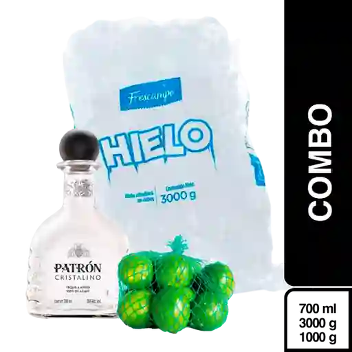 Combo Patron Tequila Cristalino + Limón Tahiti + Hielo