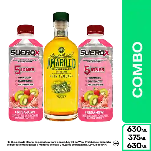Combo Amarillo Aguardiente sin Azucar 375 mL+ Suerox Fresa Kiwi
