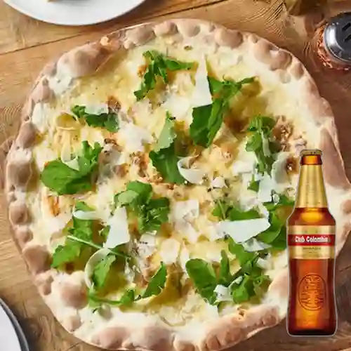 Combo Pizza Tres Quesos + Club col. Dorada Bot. 330ml
