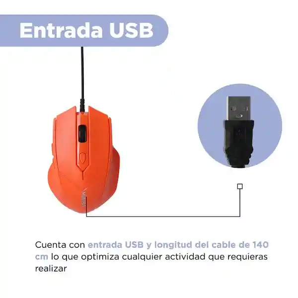 Mouse Alambrico Gaming Mod X388 Naranja Serie Miniso