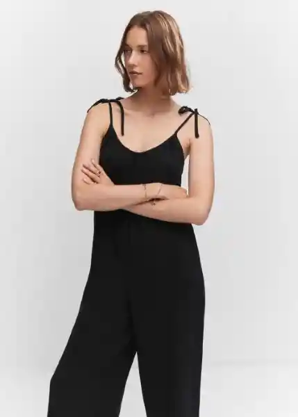 Enterizo Mono Tarifa Negro Talla L Mujer Mango