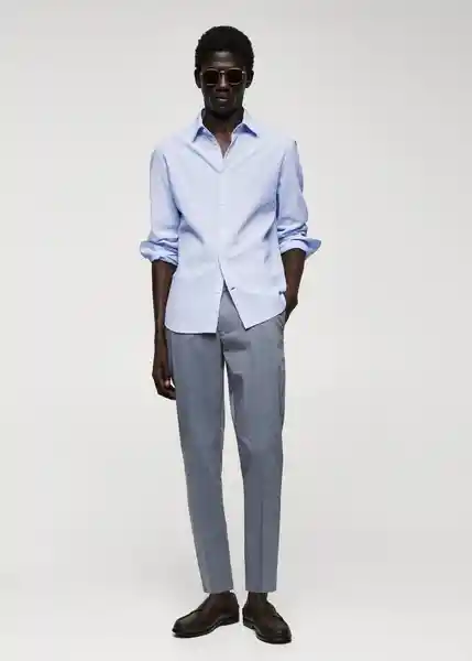 Camisa Marina Celeste Talla S Hombre Mango