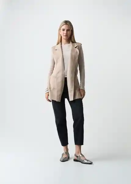 Chaleco Mujer Beige Polvillo Medio Talla L 523G033 Naf Naf