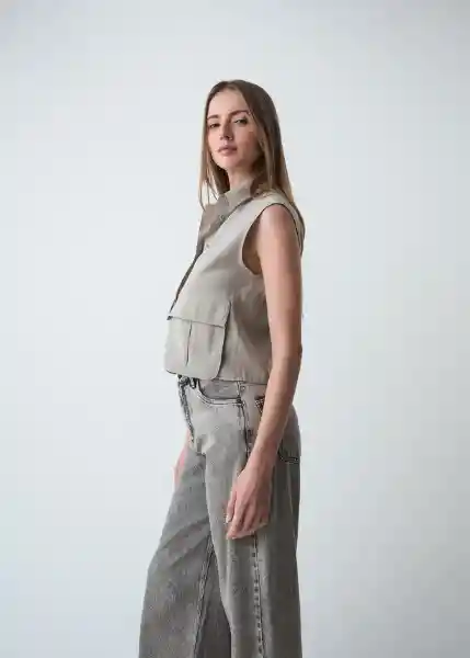 Camisa Alana Mujer Gris Rocoso Claro Talla S 519g331 Naf Naf