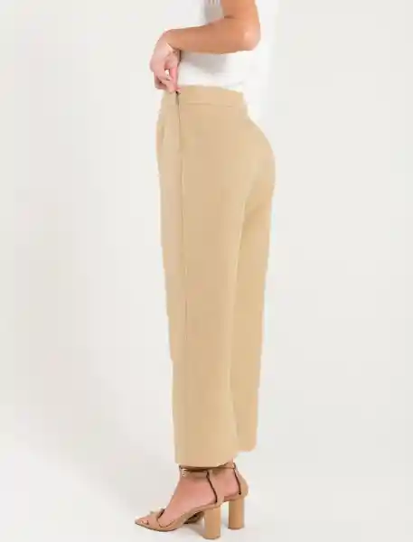 Pantalón Tobillero Beige Arcilla Medio Talla 10 Mujer Naf Naf