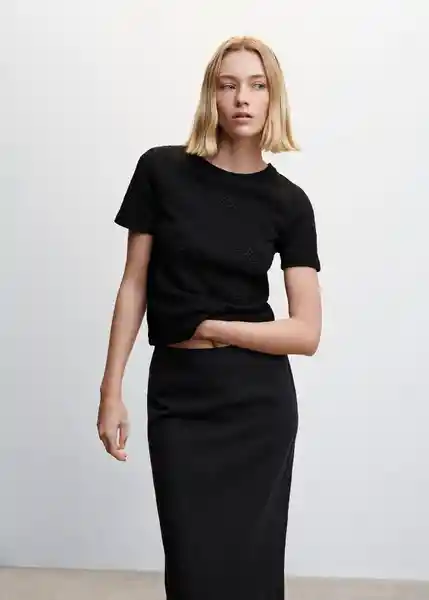 Camiseta Nacar Negro Talla 18 Mujer Mango