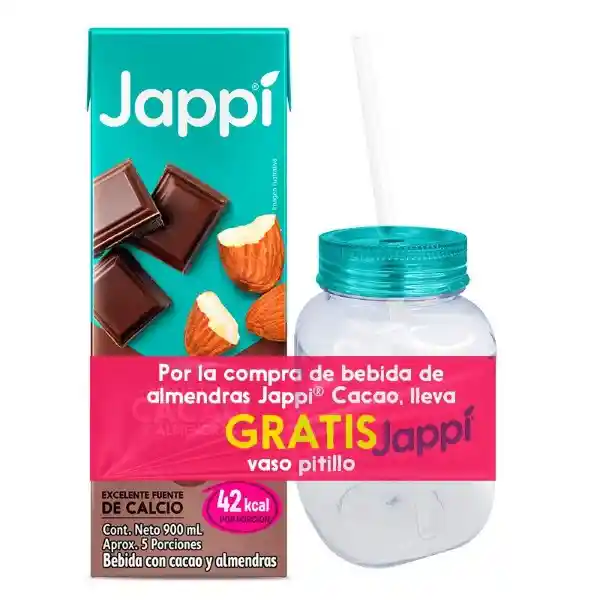 Jappí Bebida Con Cacao y Almendras + Vaso Pitillo