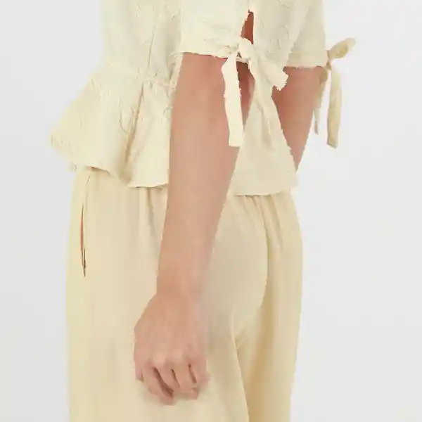 Blusa Cuello V Manga 3/4 Blanco Talla S 696111