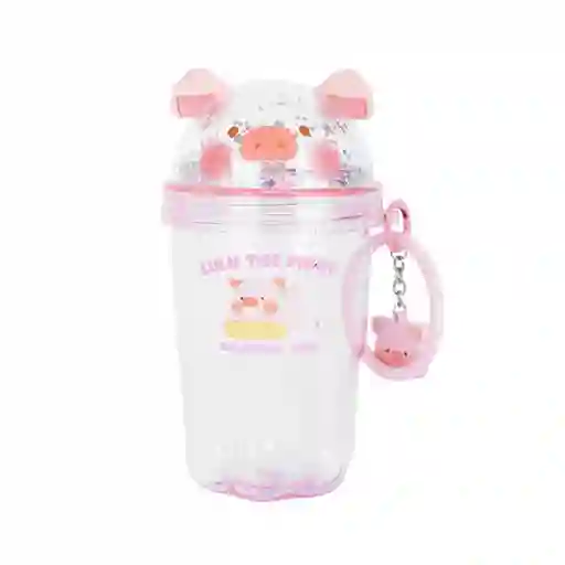 Vaso Plástico Botella Correa Serie Lulu The Piggy Rosa Miniso