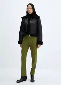 Pantalón Creta Verde Talla 42 Mujer Mango