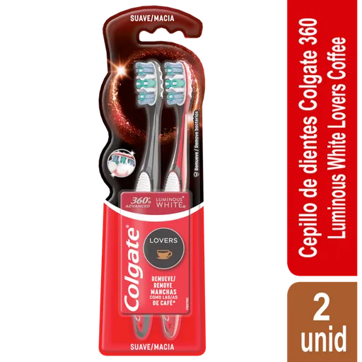 Colgate Cepillo de Dientes Luminous White Lovers Café-Vino