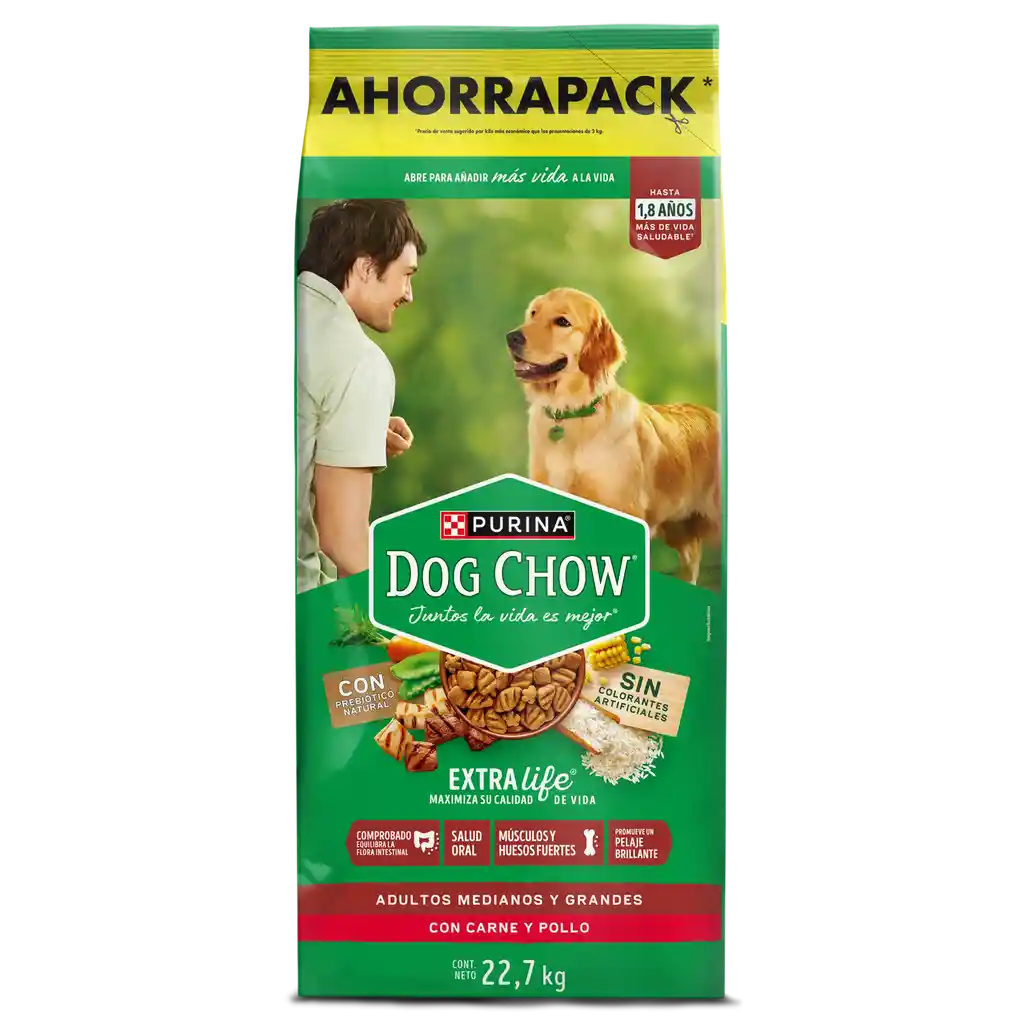 Comida para perro Dog Chow Adulto medianos y grandes x 22,7 kg (Pague 19,7 y Lleve 22,7kg)