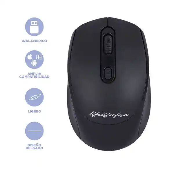 Mouse Inalámbrico Life is For Fun Negro Mod Lw13Mc Miniso
