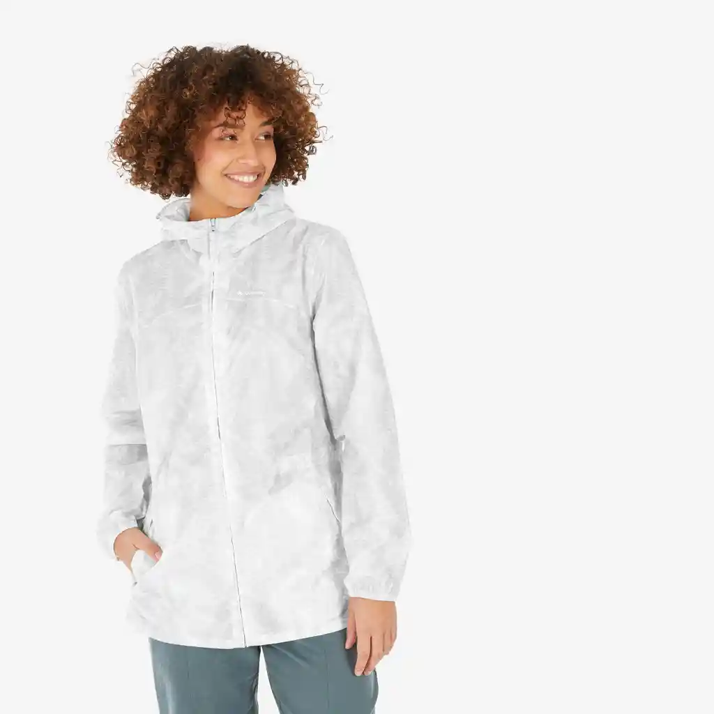 Chaqueta Impermeable de Senderismo Para Mujer Quechua Blanco