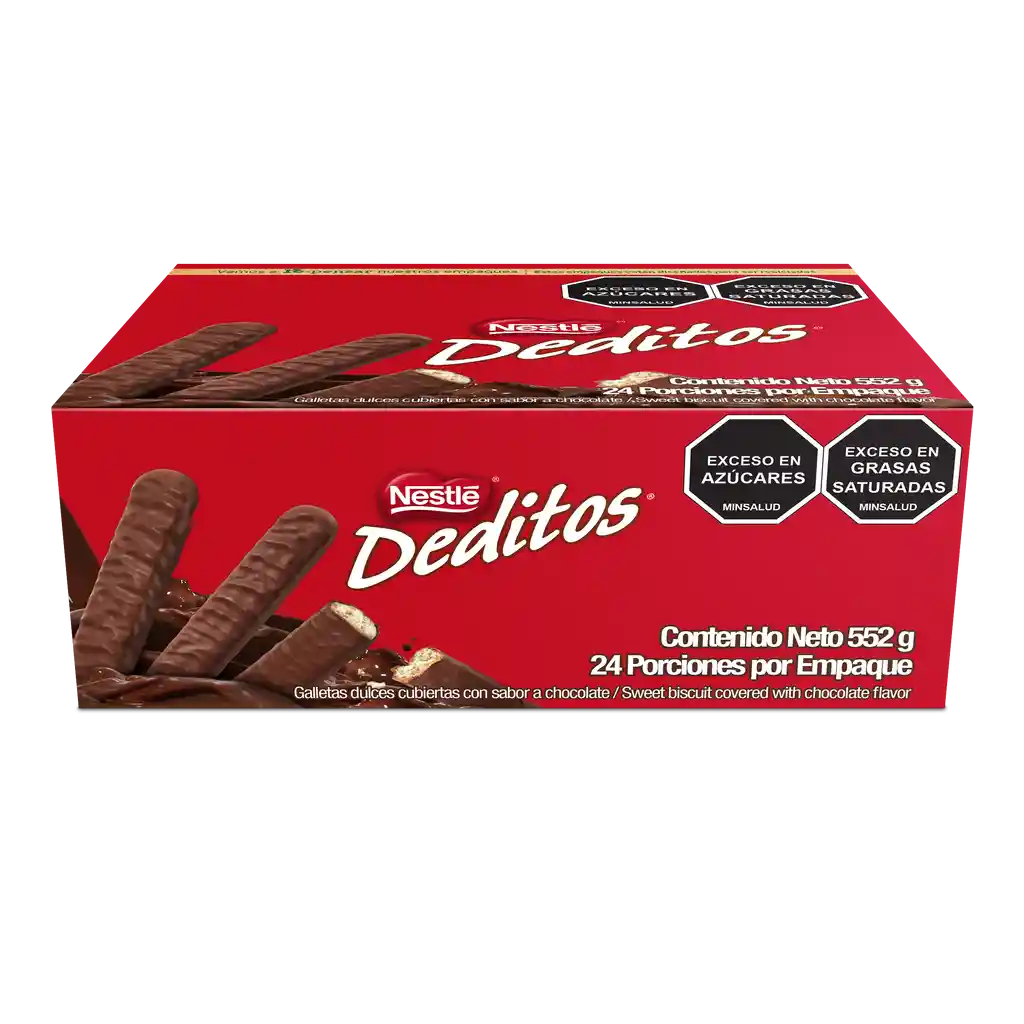 DEDITOS Galletas dulces cubiertas con sabor a chocolate 24 Unds x 552g