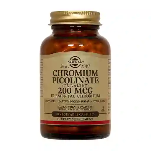 SOLGAR Suplemento Chromium Picolinate 90 Cápsulas (200 Mg)