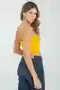 Crop Top Tiras Malibu Color Amarillo Mostaza Talla XL Ragged