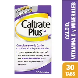 Caltrate Plus M Calcio, Vitamina D y Minerales 30Tabs