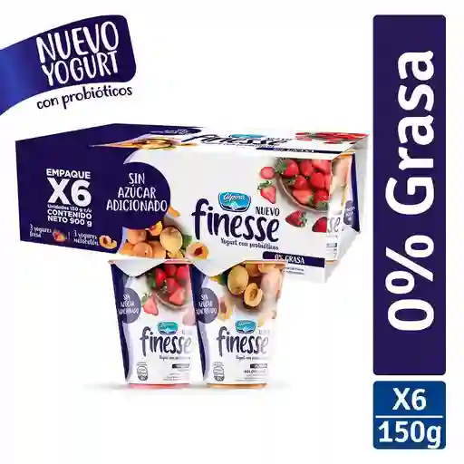 Finesse 6 Pack Yogurt Sabor a Fresa y Melocotón con Probióticos