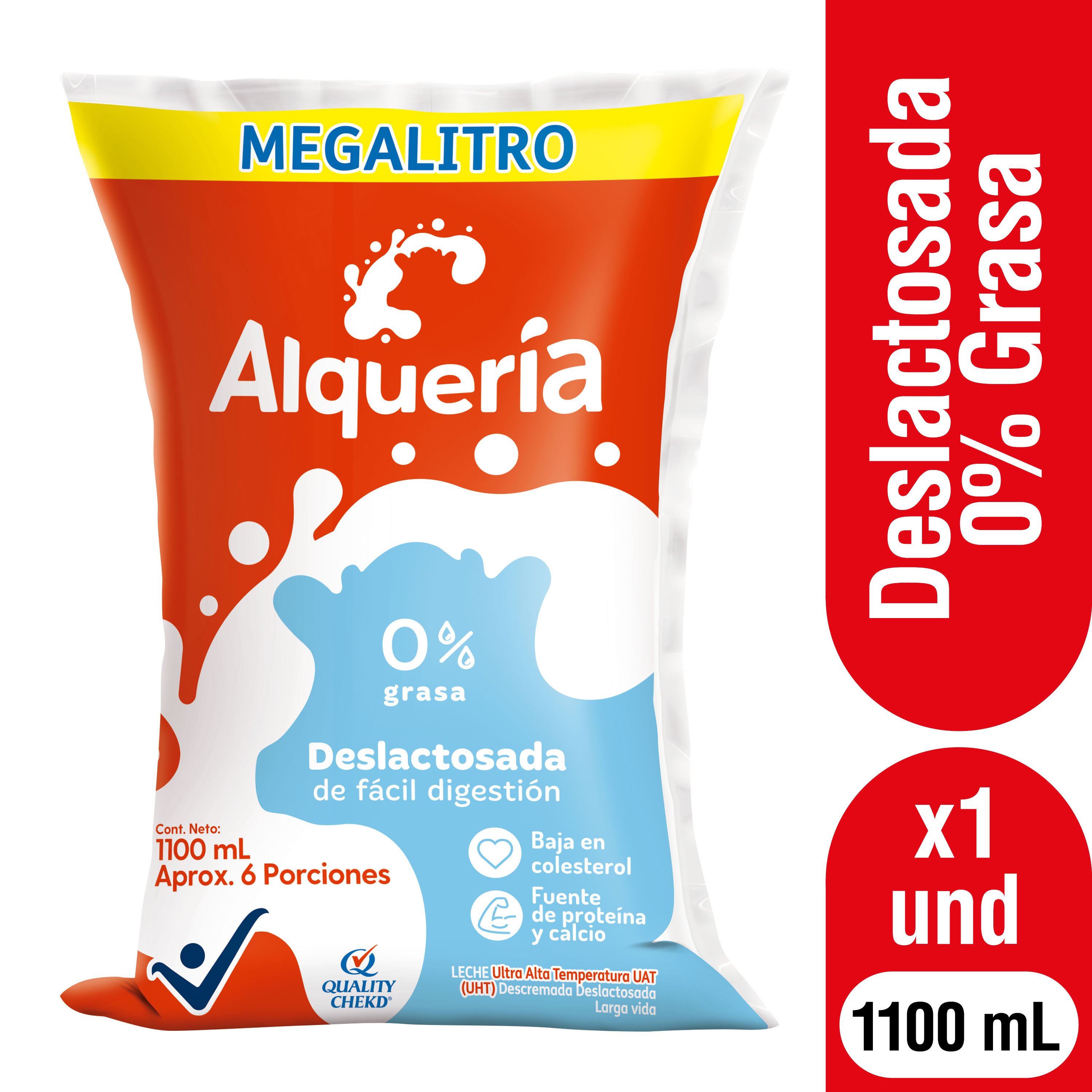 Alquería Leche Deslactosada 0% Grasa 1 l
