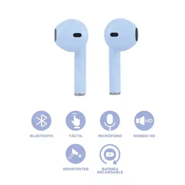 Audífonos Macaron Half in Ear Tws Azul Modelo S88 Miniso