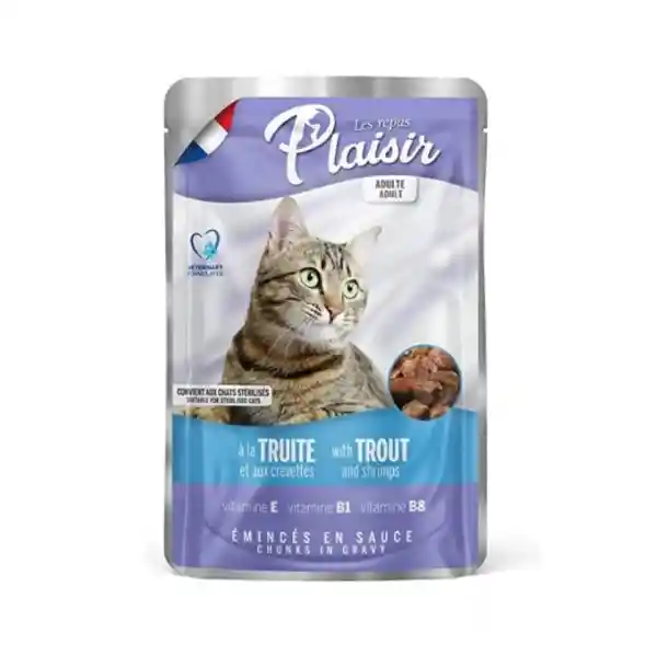 Plaisir Alimento Gato Pouch Trozos de Trucha y Carne