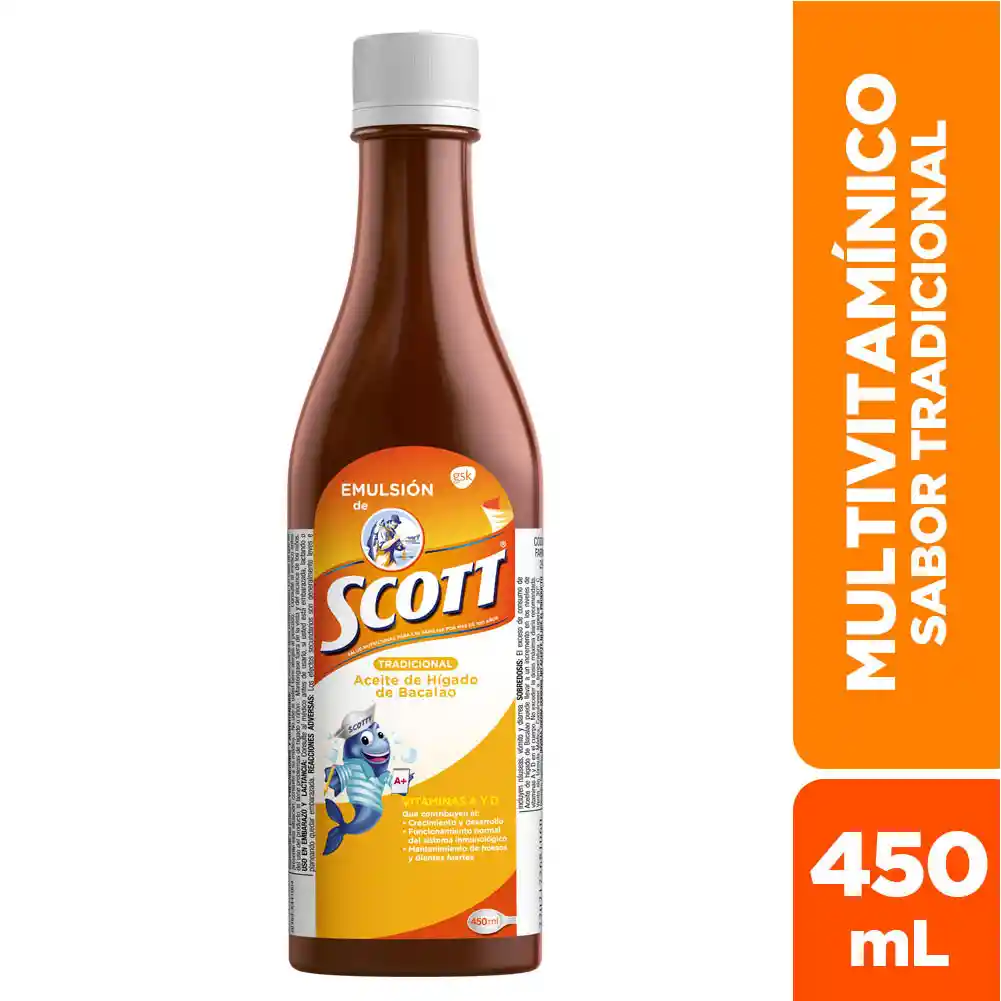 Emulsión de Scott Frutas Tropicales Vitaminas A y D x 450 mL