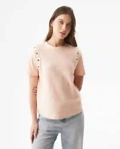 Camiseta Studded Femenino Rosa Tez Claro Talla M Chevignon