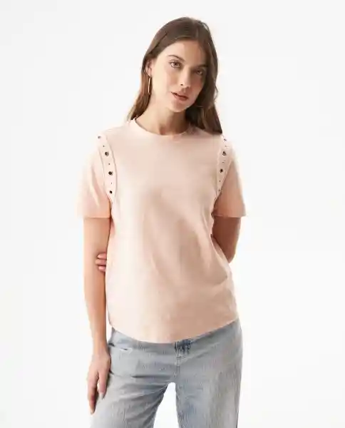 Camiseta Studded Femenino Rosa Tez Claro Talla M Chevignon