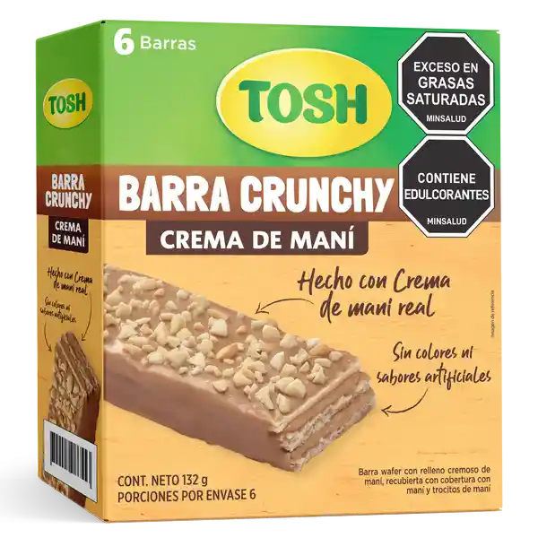 Tosh Barra Wafer Crema Maní Crunch 6 x 22 g 
