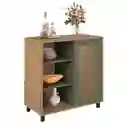 Armario Bife Cómoda Sala Charlotte Color Roble y Menta Bertolini