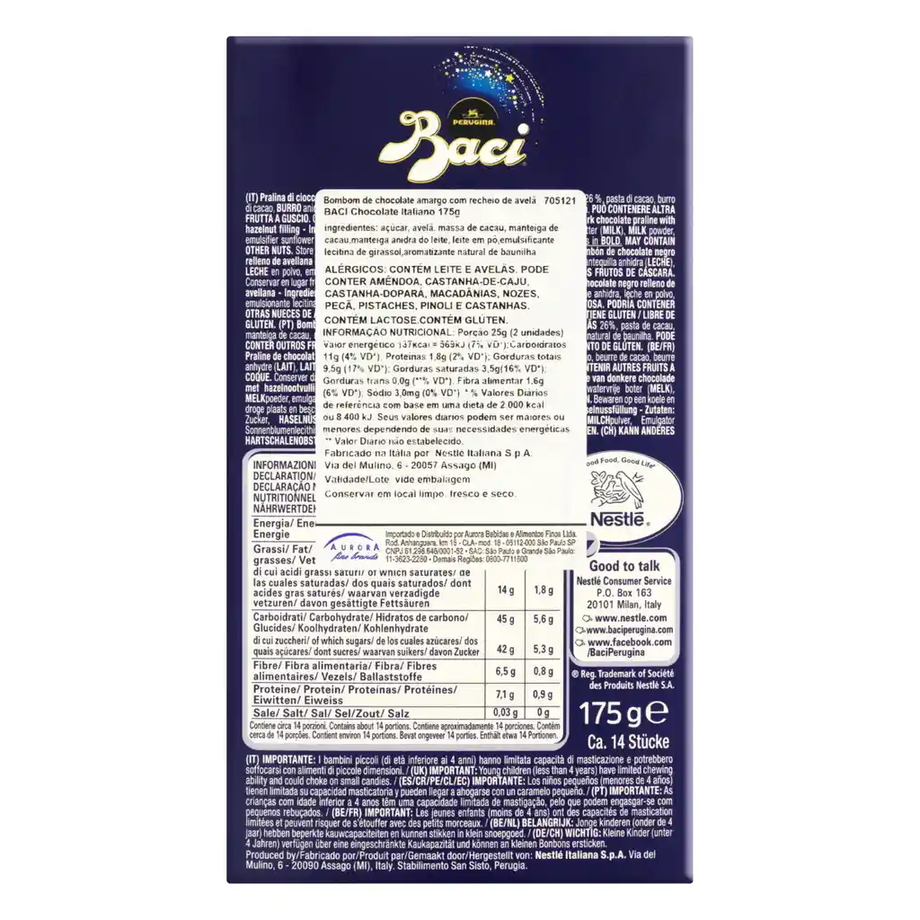 Baci Perugira Chocolate Original con Relleno Café Avellana