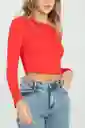 Top Asimétrico Manga Larga Color Rojo Medio Talla S Ragged