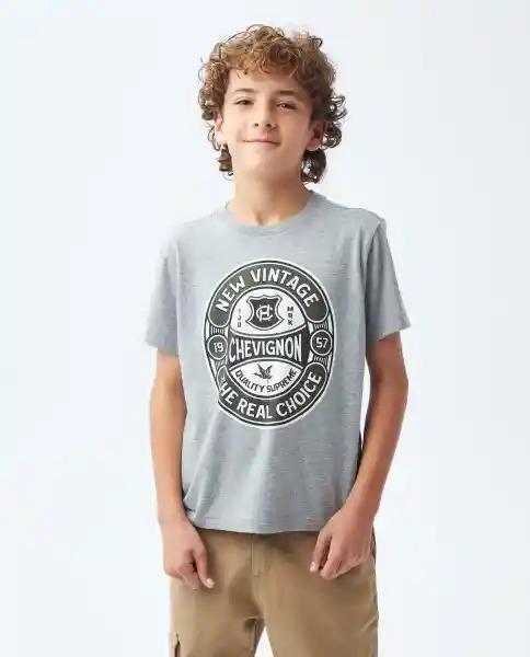 Basic T-shirt M/c Gris Fundido Medio Talla 6 Niño Chevignon