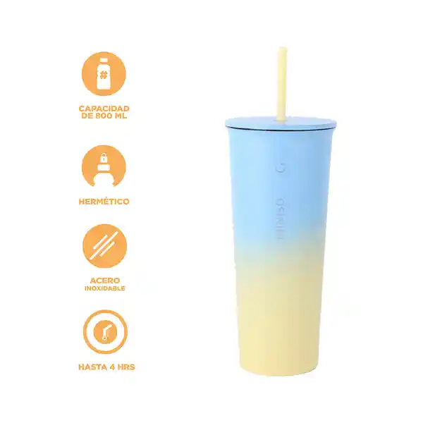 Vaso de Acero Inoxidable Con Pitillo Serie Gradient Miniso