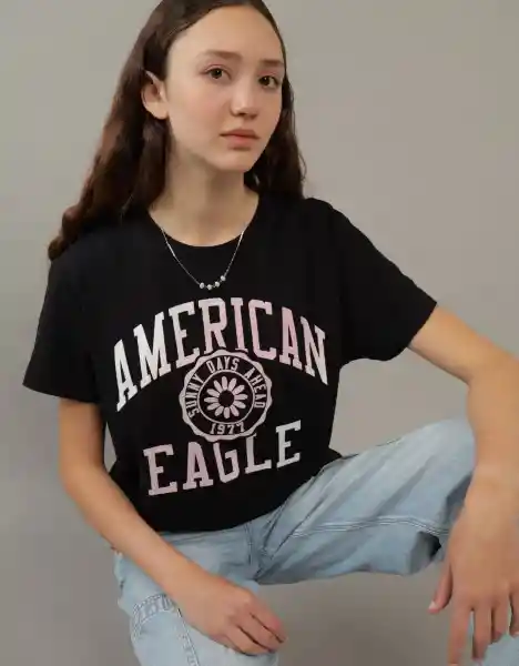 Camiseta Mujer Negro Talla SMALL American Eagle