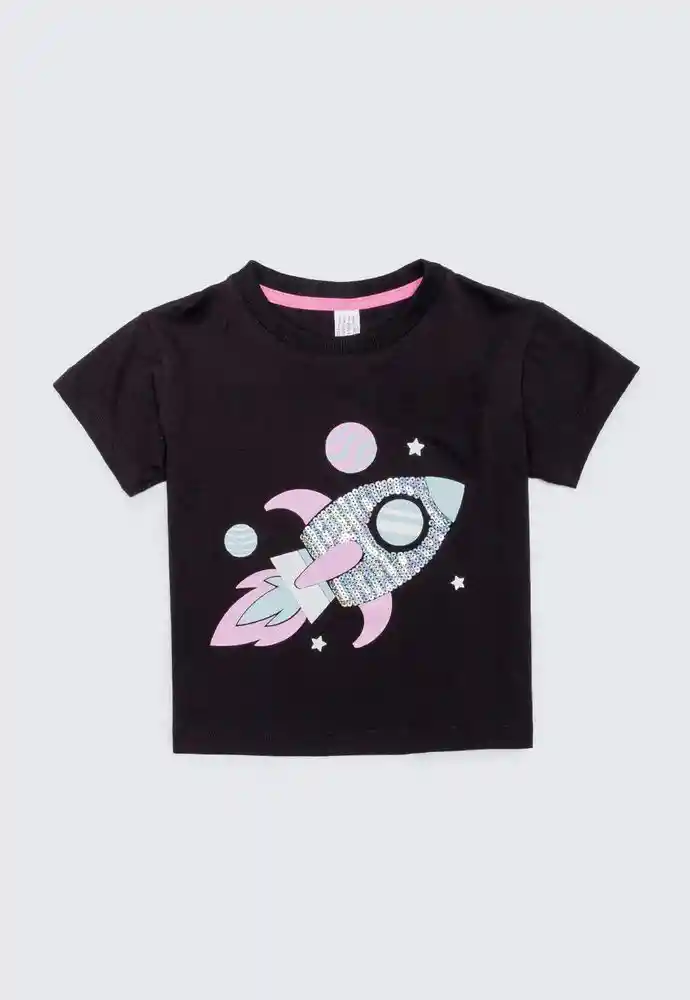 Camiseta Manga Corta 9/12meses-negro