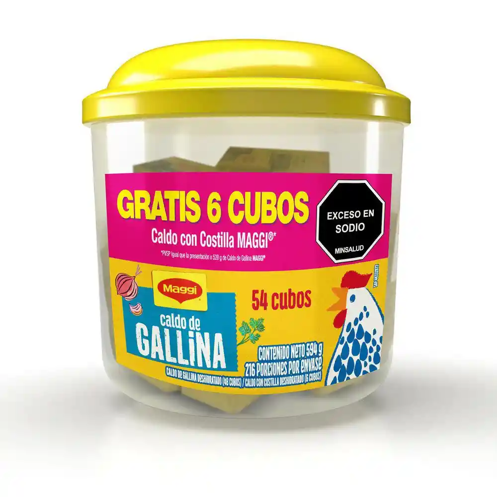  Maggi Caldo de Gallina + Caldo con Costilla en Cubos 