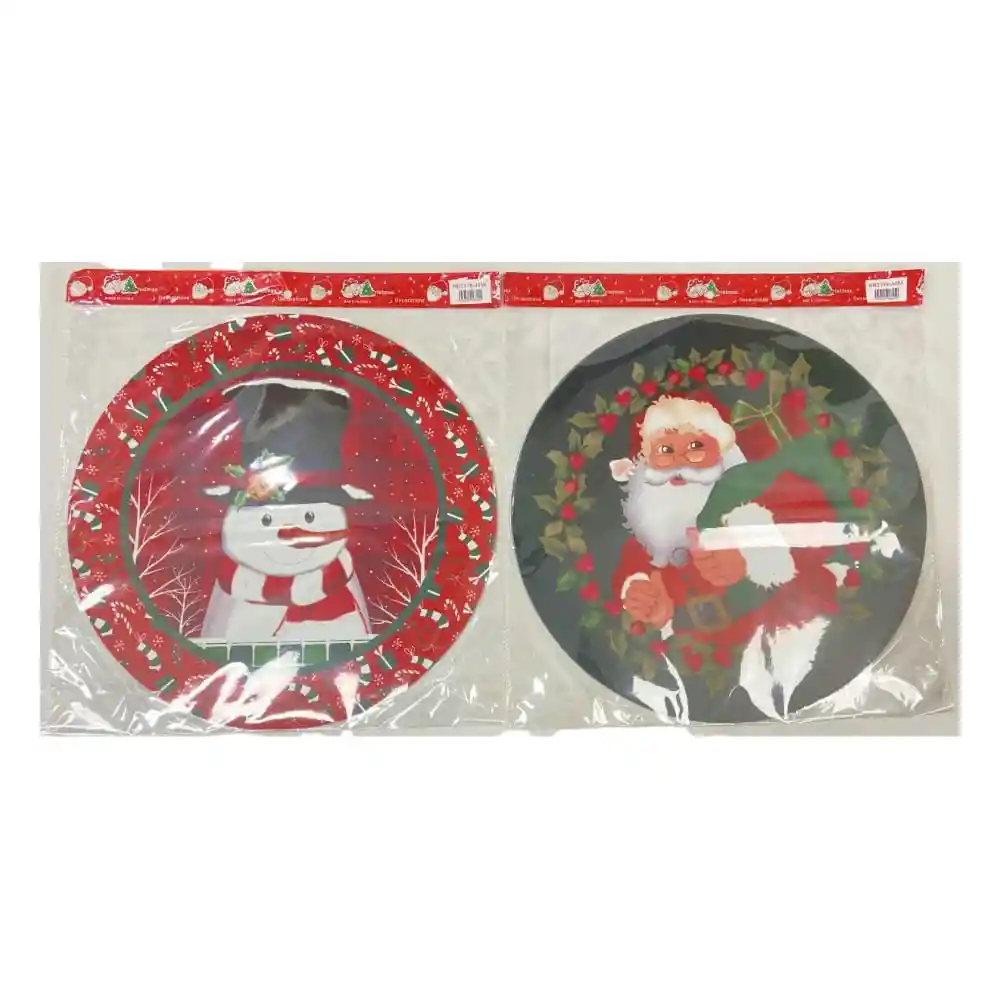 Set X 6 Individuales Santa / Snowman Nav Redondo - Ref Nb2319-3454