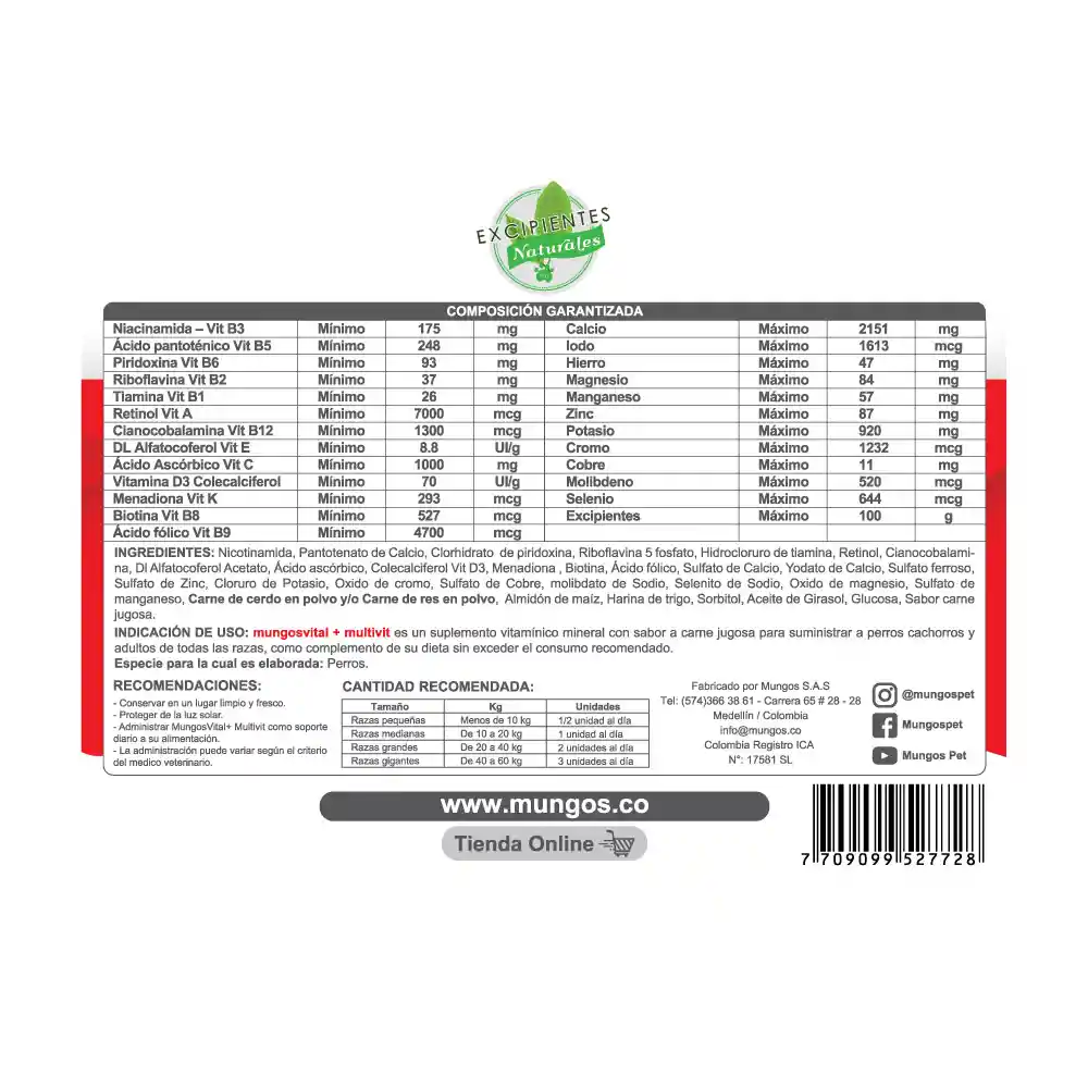 Mungos Vitaminas y Minerales 100 g