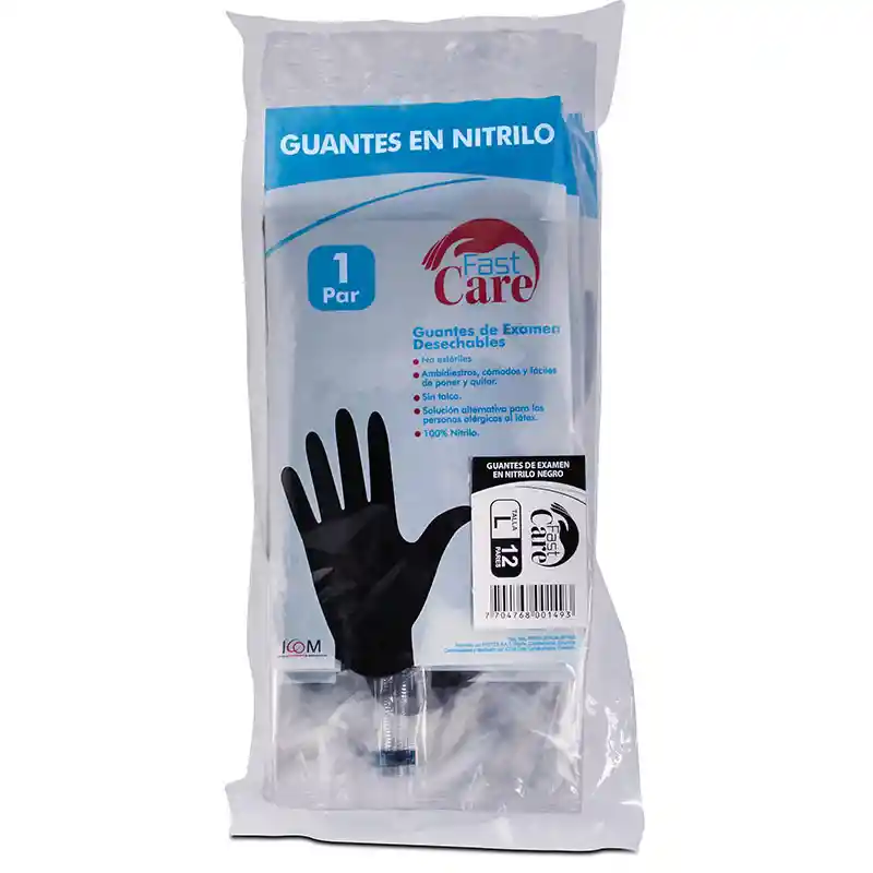 Fast Care Guantes en Nitrilo Color Negro Talla L