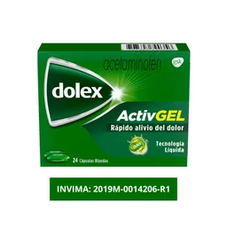 Dolex Acetaminofen Activgel Rápida Acción Doble Tecnología x 24