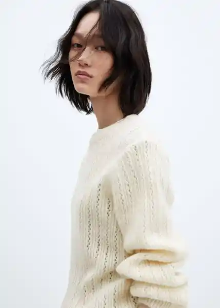 Jersey Piqueton Off White Talla M Mujer Mango