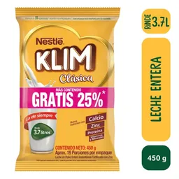 Leche en polvo KLIM Clásica x 450g gratis 90g