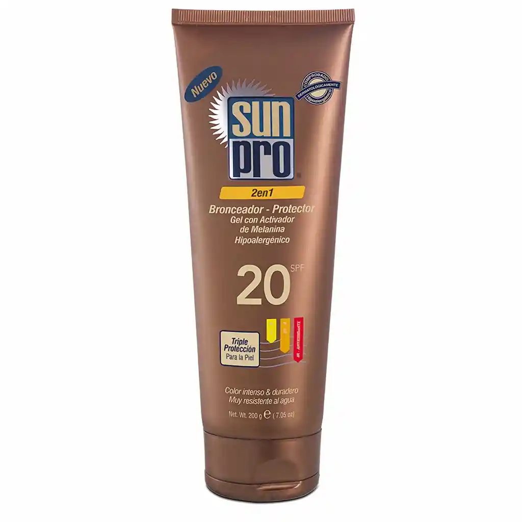 Sun Pro Bronceador Protector en Gel 2 en 1 SPF 20