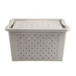 Caja Plástica Calada Con Cierre Color Arena Krea