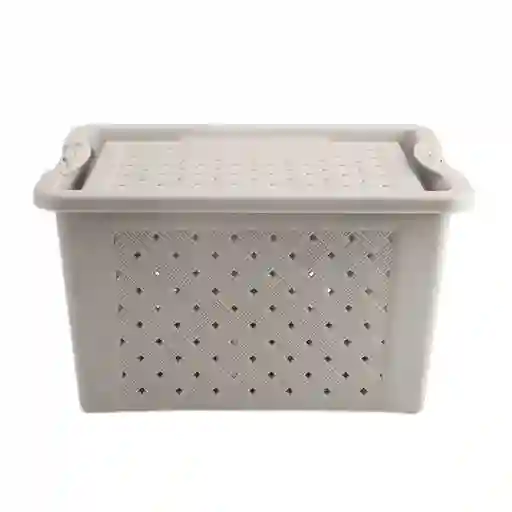 Caja Plástica Calada Con Cierre Color Arena Krea