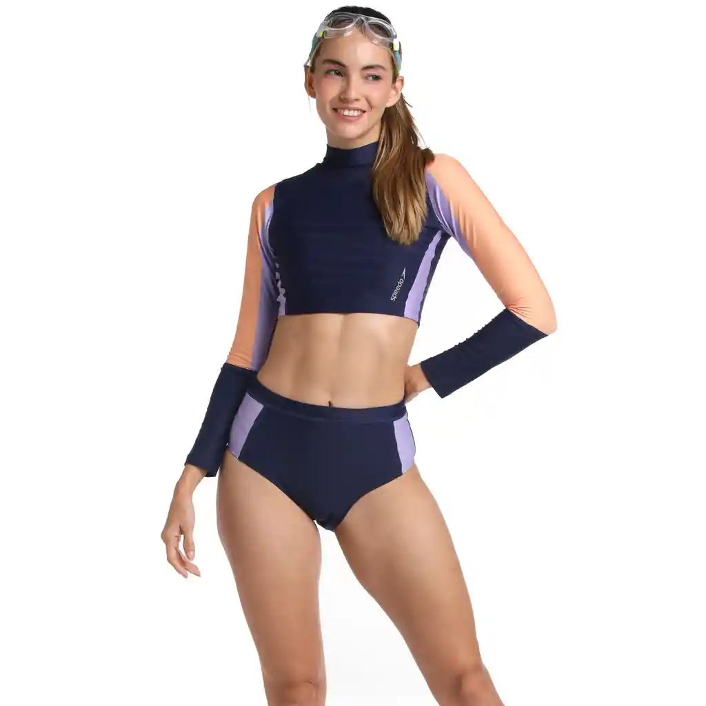 Crop Top Manga Larga Sunshine Sun Vitality Mujer Azul-l